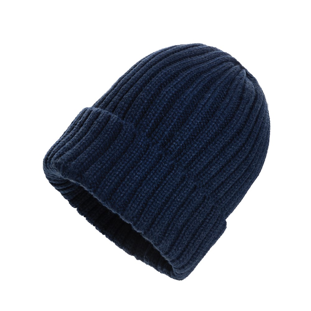 Kennedi AWARE™ Polylana®beanie met brede rib - donkerblauw (± PMS 19-3932 TCX)