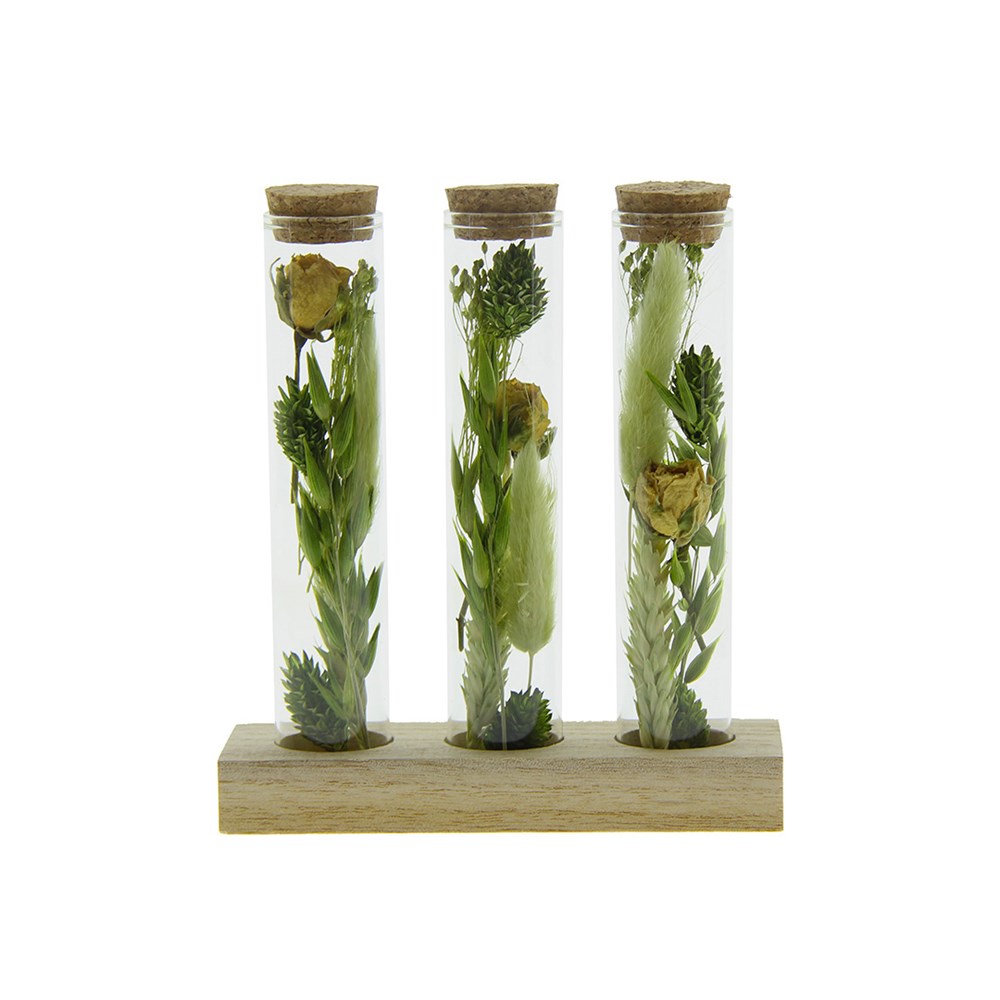 Dried Flowers - Trio tube & wood - groen