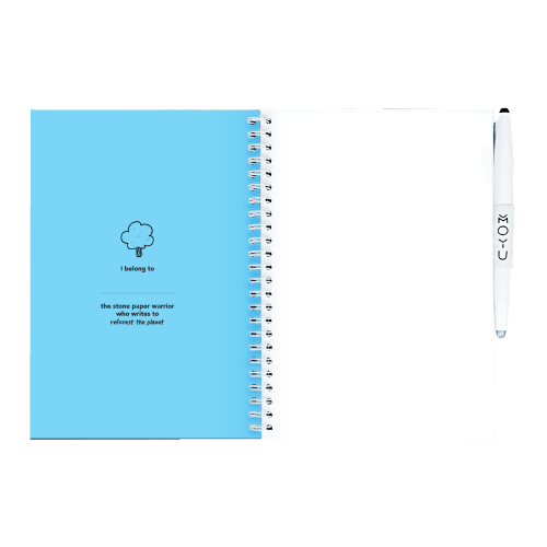 MOYU Uitwisbaar Steenpapier Notitieboek A5 Premium – 40 Pagina’s, Sky Blue, Blanco