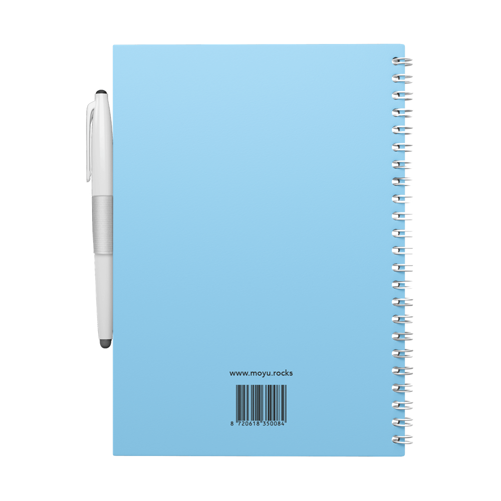 MOYU Uitwisbaar Steenpapier Notitieboek A5 Premium – 40 Pagina’s, Sky Blue, Blanco