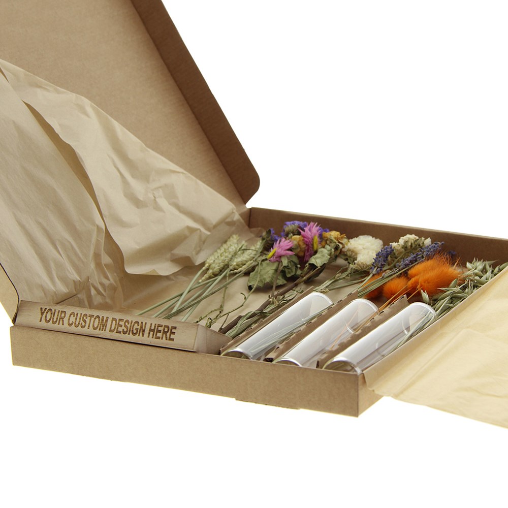 Dried Flowers - Trio tube & wood large, Zwart