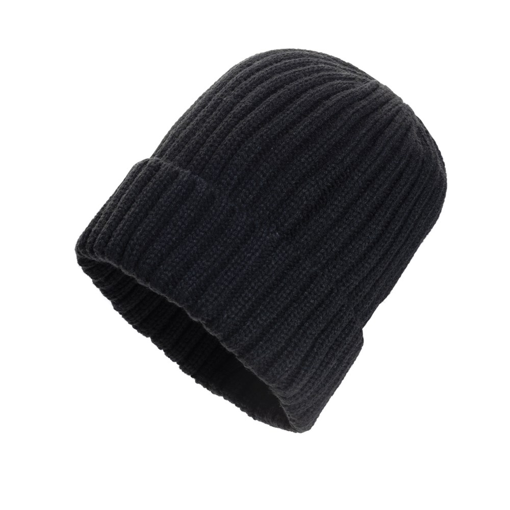 Kennedi AWARE™ Polylana®beanie met brede rib - zwart (± PMS Black)