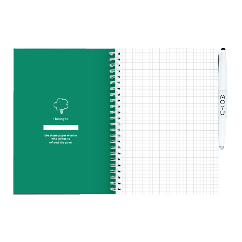 MOYU Uitwisbaar Steenpapier Notitieboek A5 Premium – 40 Pagina’s, Forest Green, Ruitjes