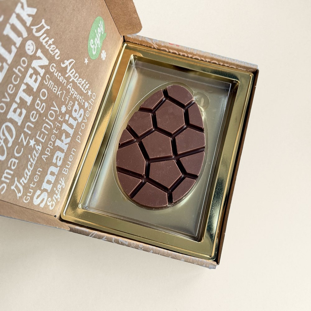 Chocolade paasei | melk | verzenddoos | 95g
