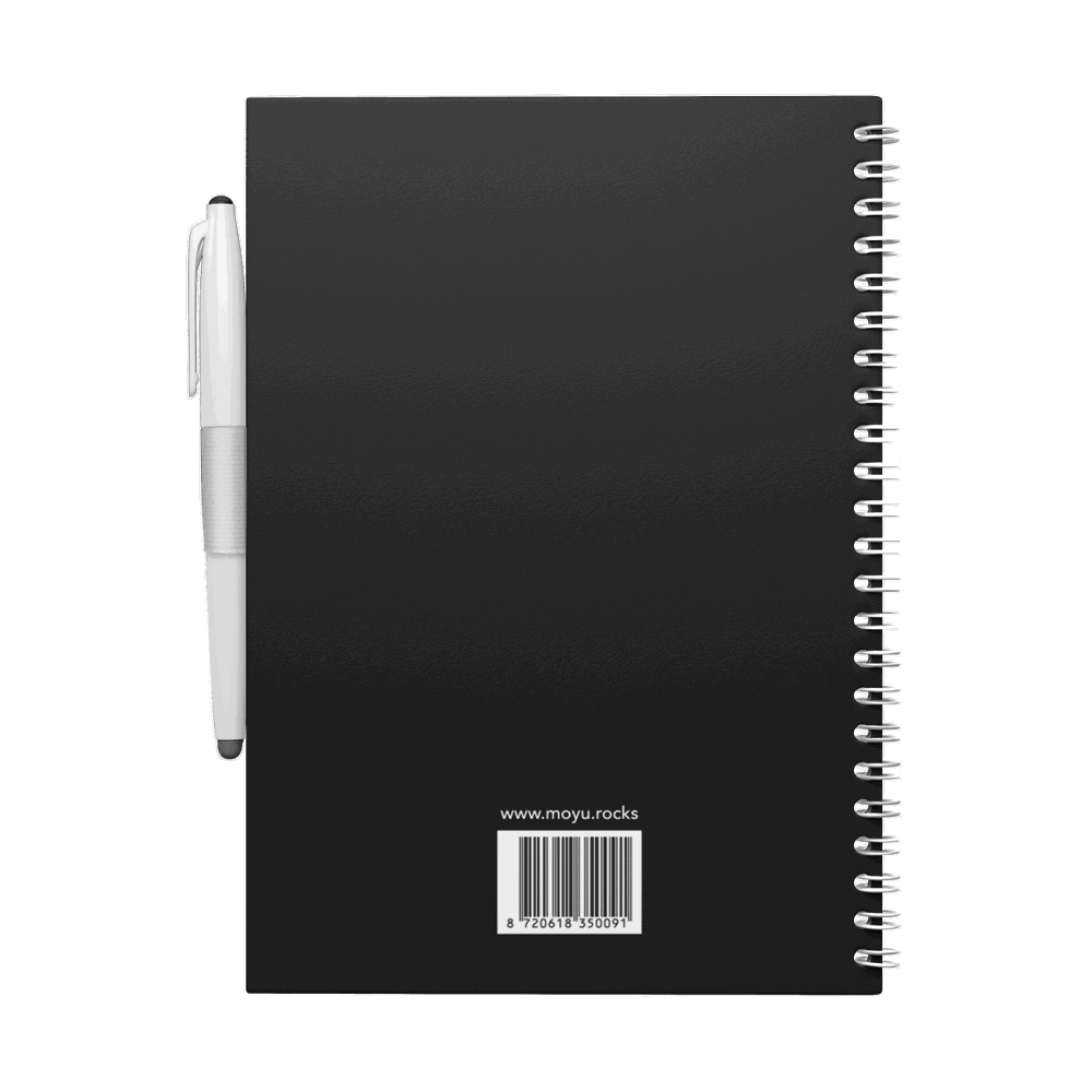 MOYU Uitwisbaar Steenpapier Notitieboek A5 Hardcover – 40 Pagina’s, Pitch Black, Lijnen