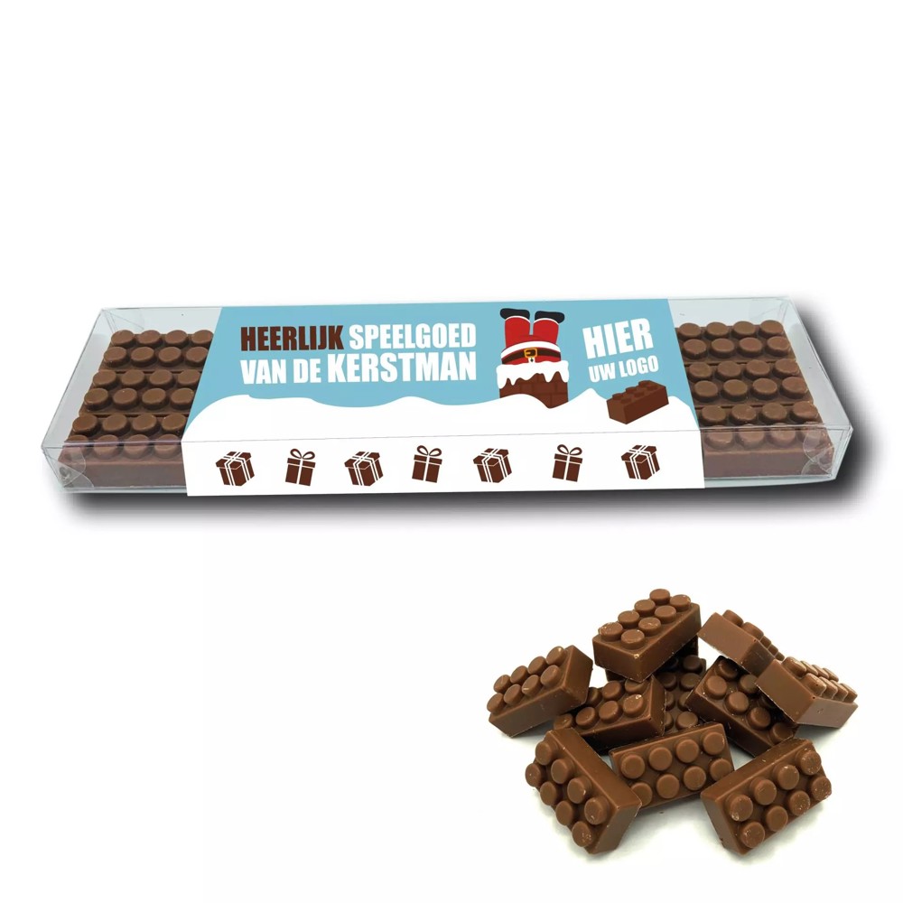Doosje met 18 chocolade speelgoed blokjes
