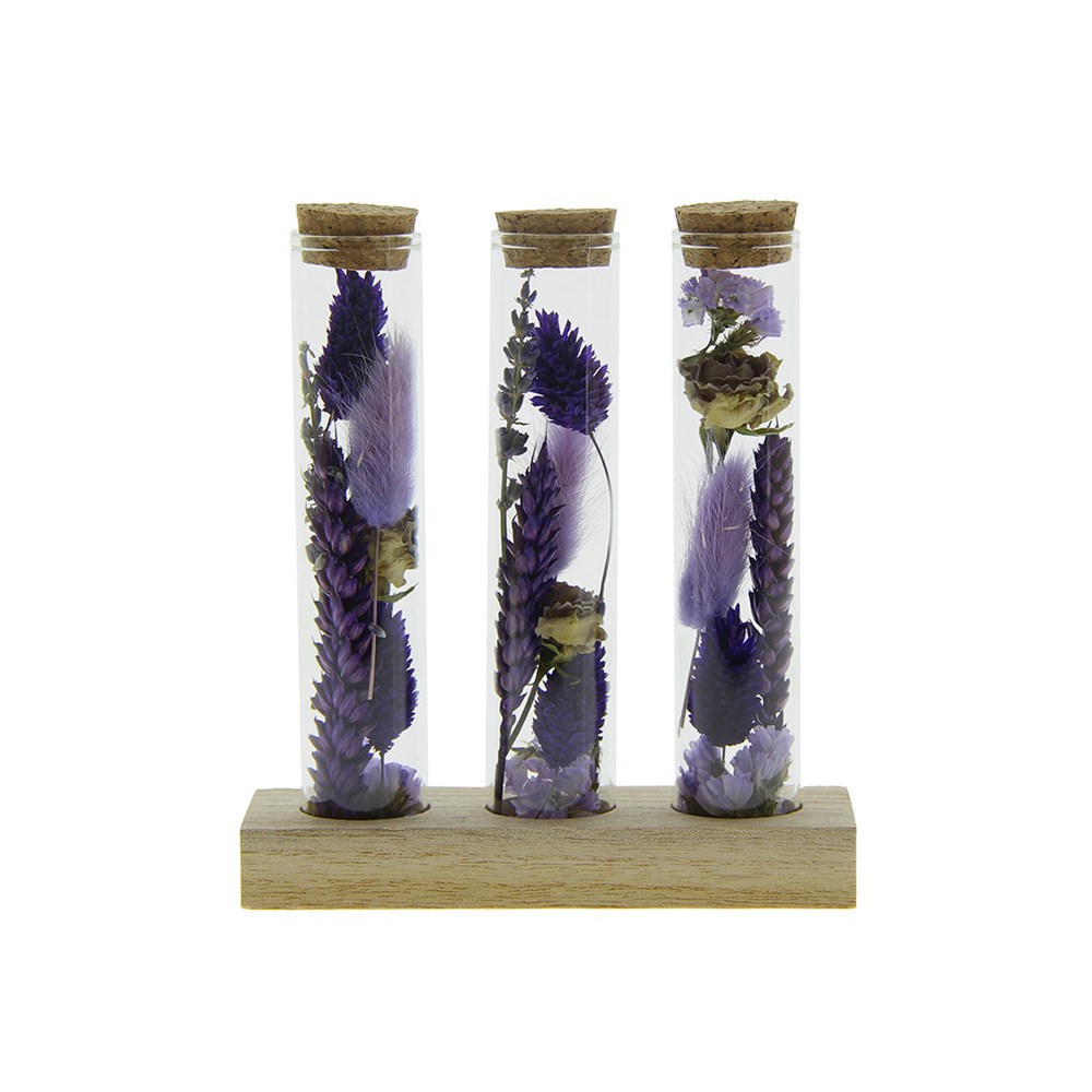 Dried Flowers - Trio tube & wood - Paars