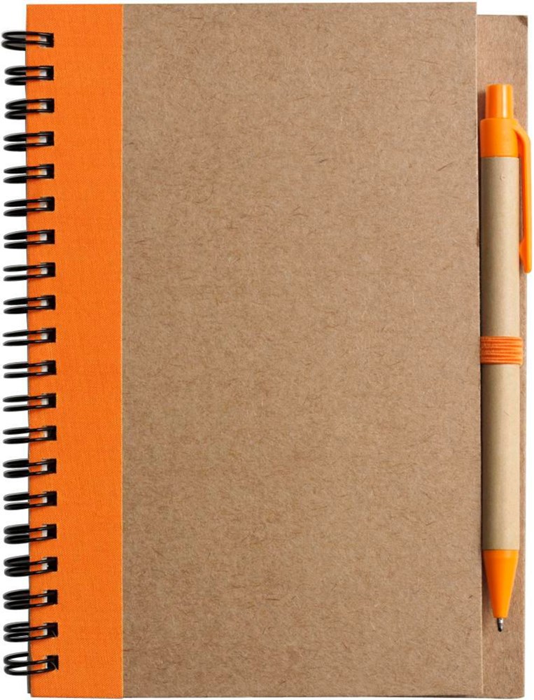 Draadgebonden notitieboekje met balpen Stella - Oranje Draadgebonden notitieboekje met balpen Stella - Oranje