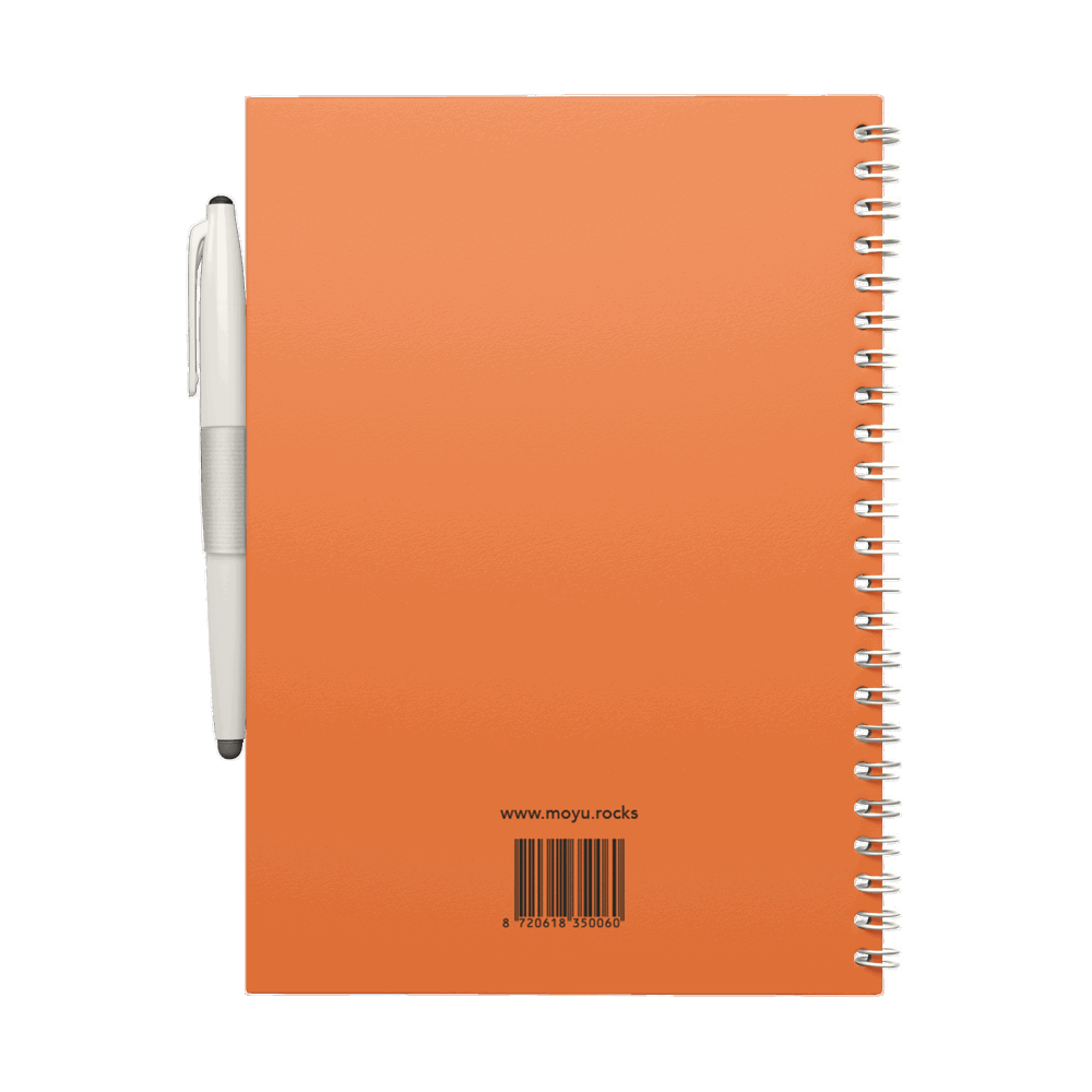 MOYU Uitwisbaar Steenpapier Notitieboek A5 Hardcover – 40 Pagina’s, Sunset Orange, Ruitjes