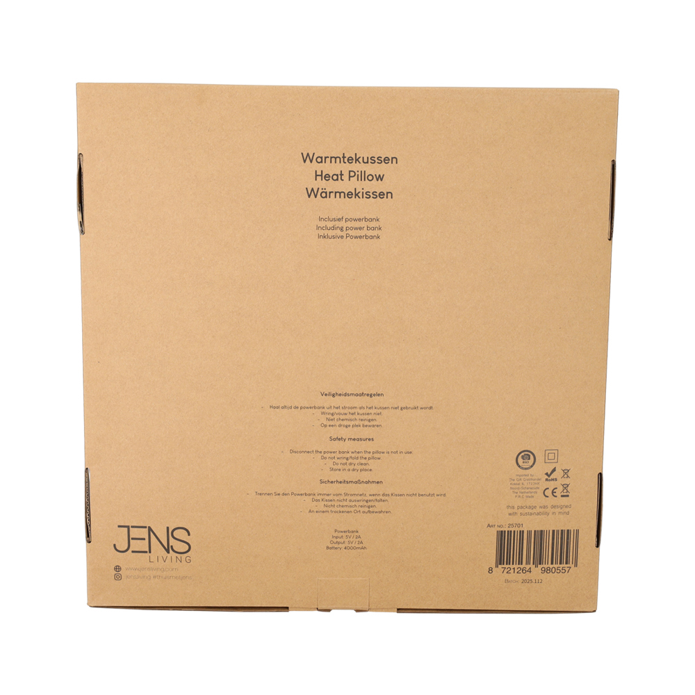 JENS Living Warmtekussen RPET 40x40 Lichtgrijs