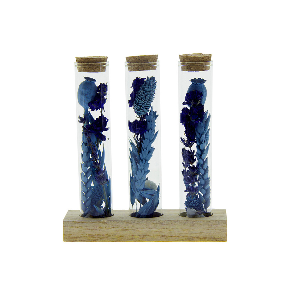 Dried Flowers - Trio tube & wood - donkerblauw