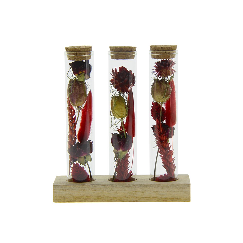 Dried Flowers - Trio tube & wood - rood