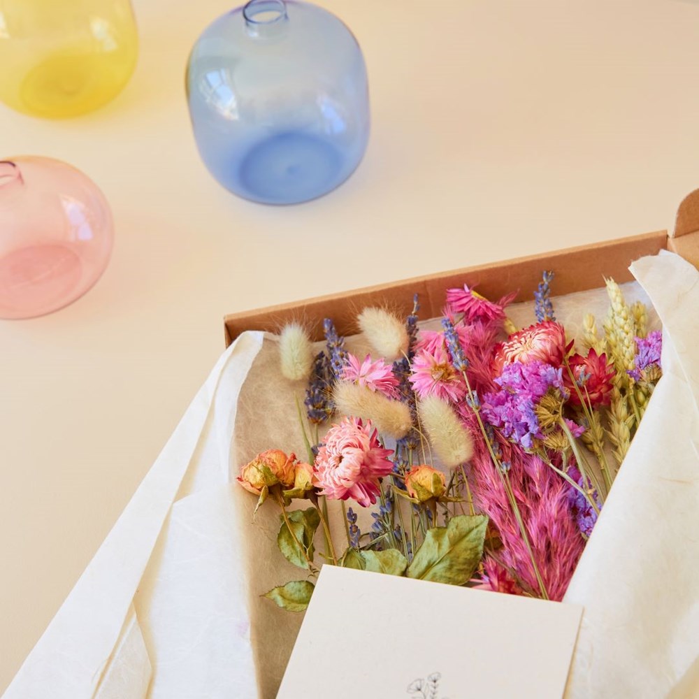 Dried Flowers - Trio tube & wood large, Zwart