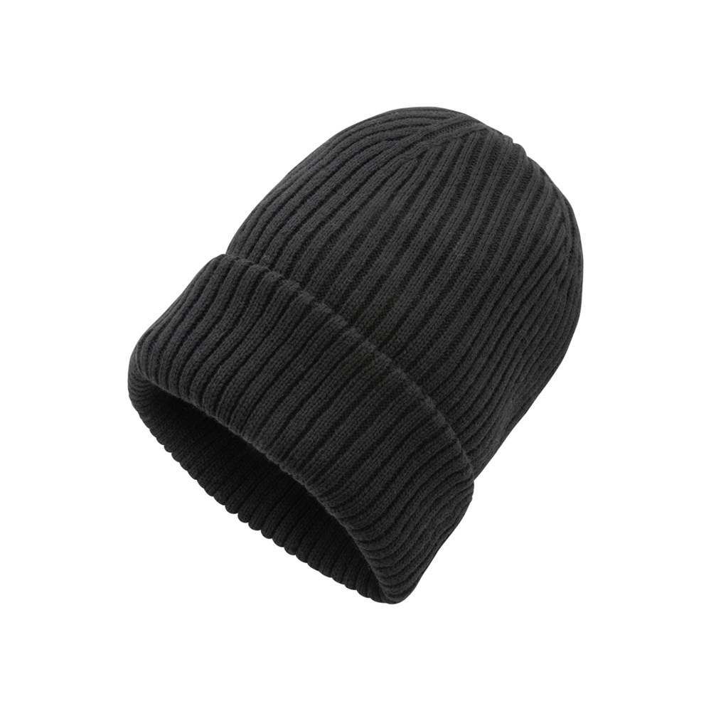 Impact AWARE™ Polylana® dubbel gebreide beanie - zwart (± PMS Black)
